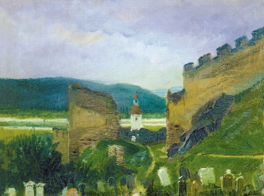 Mednyánszky László (1852-1919) Beckó Castle Cemetery ( Side of Castle Hill with Cemetery inforeground), 1890s