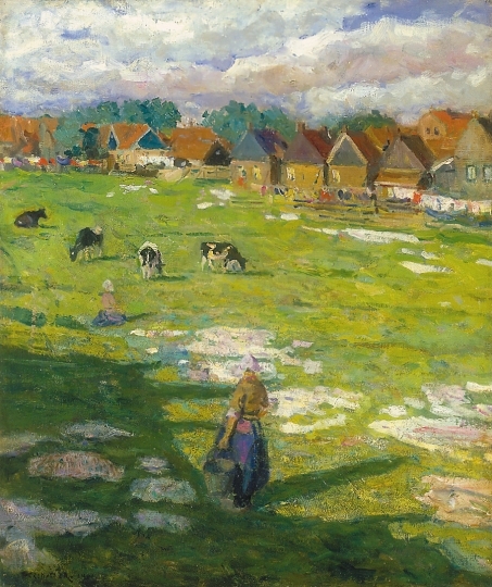 Perlmutter Izsák (1866-1932) Dutch Landscape, 1901