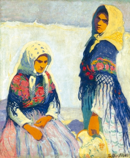 Ziffer Sándor (1880-1962) Népviseletbe öltözött asszonyok, 1906