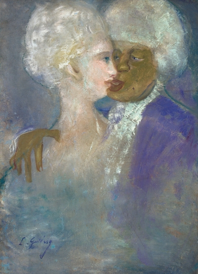 Gulácsy Lajos (1882-1932) A mulatt férfi és a szoborfehér asszony, 1912 körül