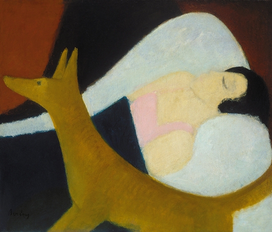 Berény Róbert (1887-1953) Sleeping woman with fox, second half of the 1920s