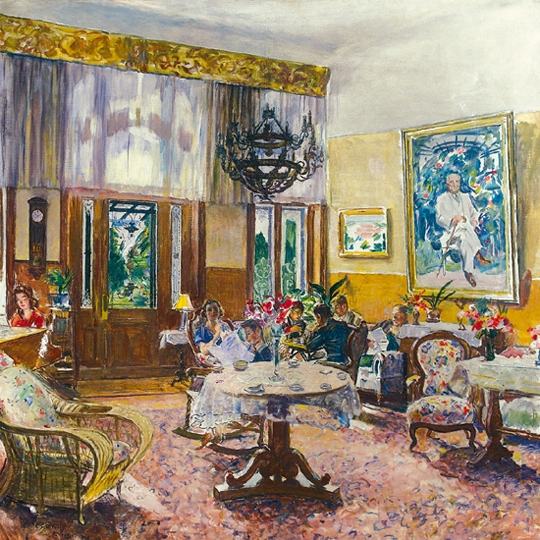 Csók István (1865-1961) Gathering in the salon, 1940