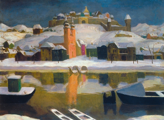 Fényes Adolf (1867-1945) The town snowed-in II., 1920