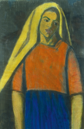 Nagy István (1873-1937) Fiatal lány sárga kendőben, 1930 körül