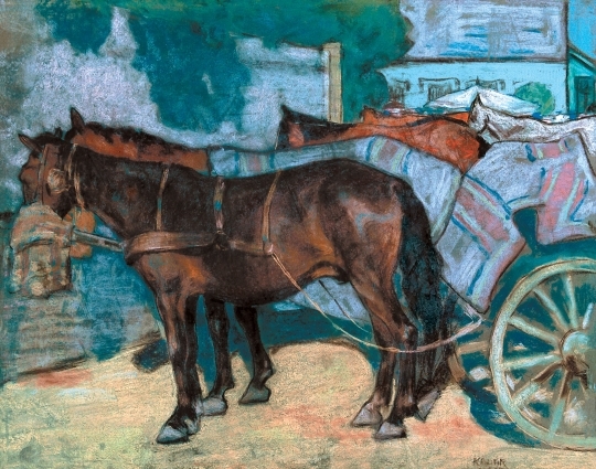 Kádár Béla (1877-1956) Hetivásár (Lovas kocsi), 1910