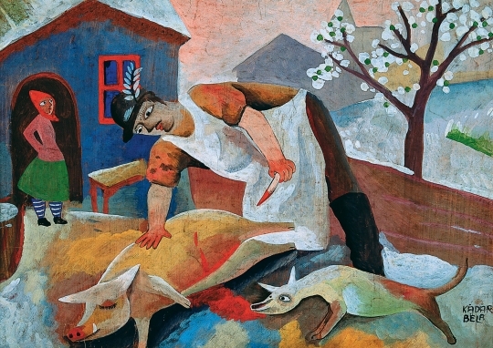 Kádár Béla (1877-1956) Disznóvágás, 1924 körül