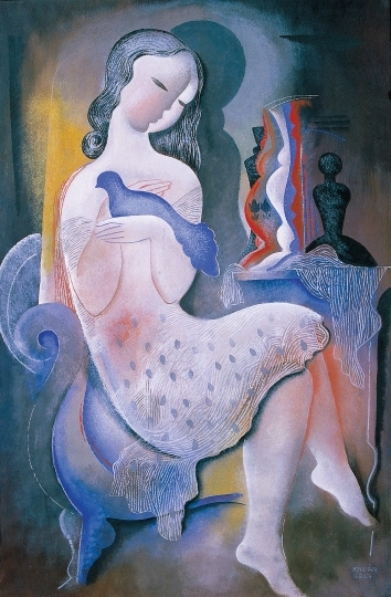 Kádár Béla (1877-1956) Girl with Dove, early 1930s