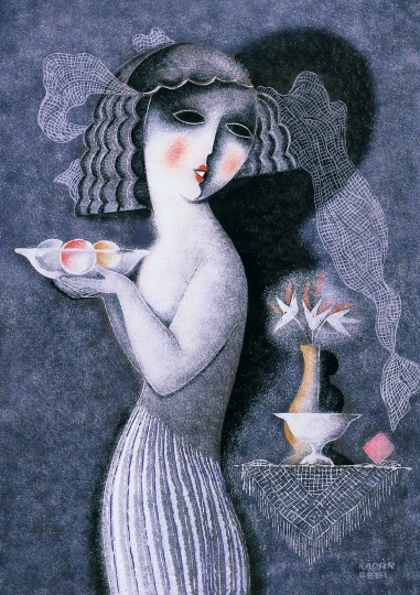 Kádár Béla (1877-1956) Veiled Woman with Fruit Plate, early 1930s