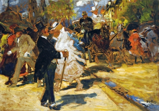 Berkes Antal (1874-1938) Strollers in Paris