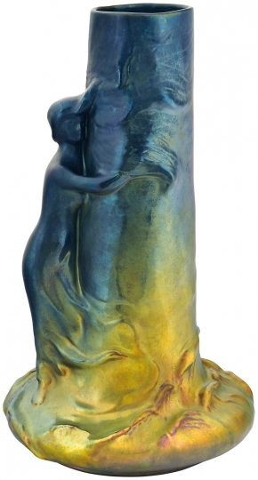 Zsolnay Vase, Woman Standing in the Storm, Zsolnay, beginning of the 1900s