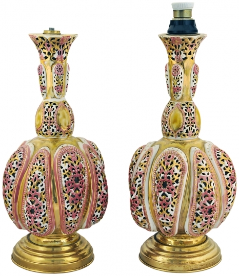 Zsolnay Pair of lamps, from the Wanda-series, Zsolnay, end of 1880s