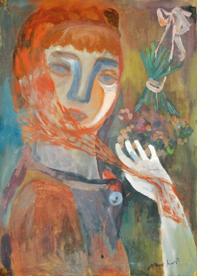 Anna Margit (1913-1991) Nő vörös fátyollal, 1936 körül