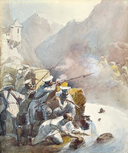 Zichy Mihály (1827-1906) Russian soldiers fusillade