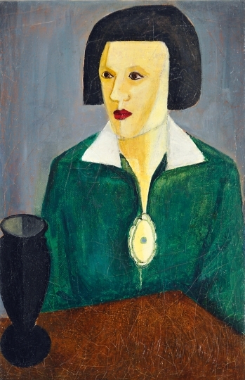 Dési Huber István (1895-1944) Bubifrizurás hölgy brossal