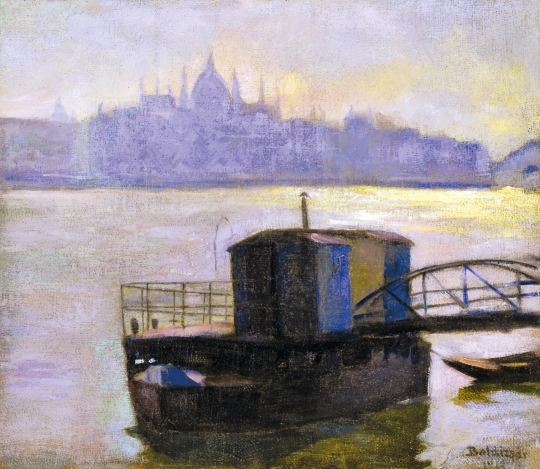 Boldizsár István (1897-1984) View of the Danube with the Parliament in the background