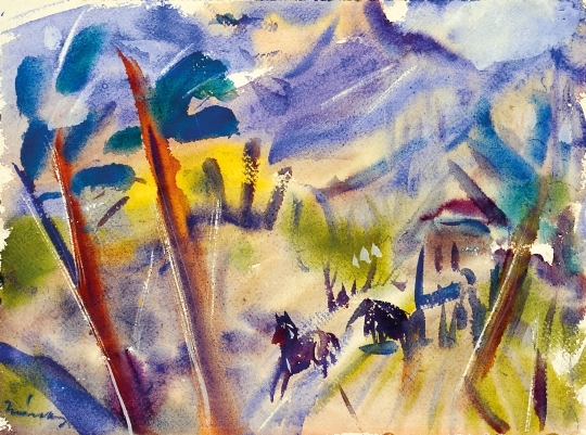 Márffy Ödön (1878-1959) Ló tájban, 1940 körül