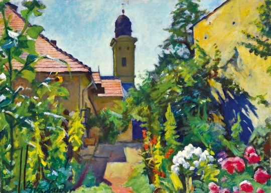 Ziffer Sándor (1880-1962) The garden of the artist in Nagybánya, 1956