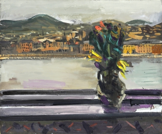 Bernáth Aurél (1895-1982) Virágcsendélet ablakban