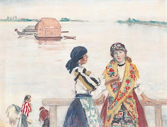 Csók István (1865-1961) 'Sokác' girls on the Danube