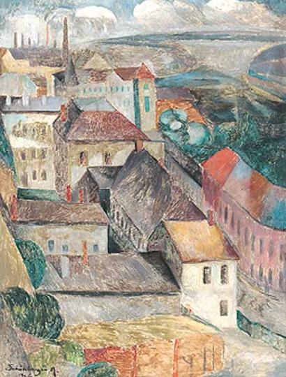 Schönberger Armand (1885-1974) Város madártávlatból, 1926