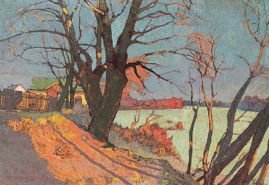 Litteczky Endre (1880-1953) Riverside trees in afternoon light