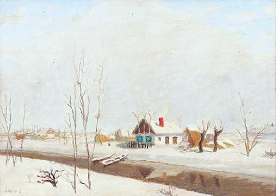 Fényes Adolf (1867-1945) Remote farm in winter