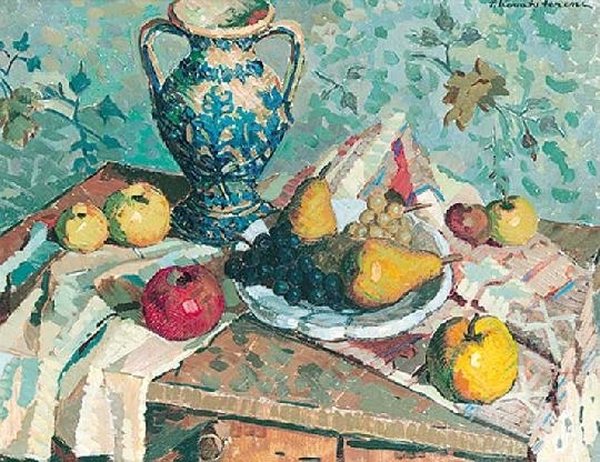 P. Kováts Ferenc (1911-1983) Az ősz gyümölcseivel Cézanne-ra emlékezve