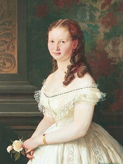 Benczúr Gyula (1844-1920) Fiatal lány rózsával, 1868