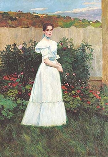 Zemplényi Tivadar (1864-1917) Fiatal hölgy virágoskertben