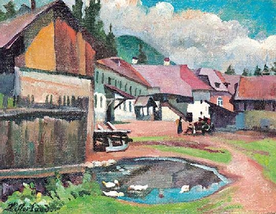Ziffer Sándor (1880-1962) Farmyard with ducks