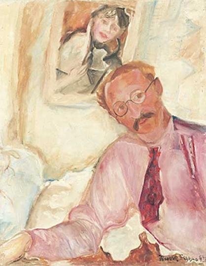 Frank Frigyes (1890-1976) Self-portrait with Mimi, 1933