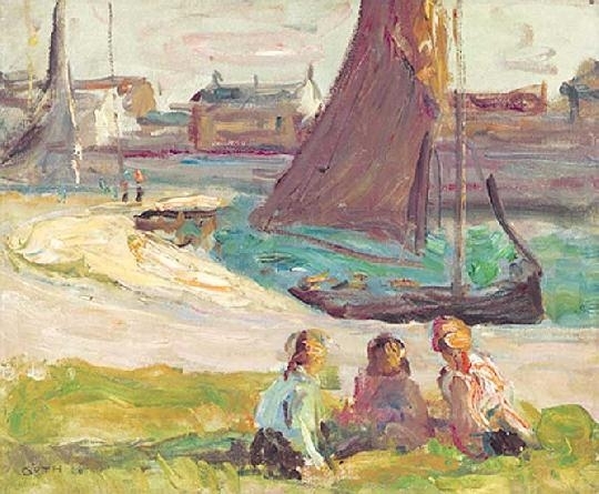 Góth Móric (1873-1939) Napfürdőző lányok Bretagne-ban