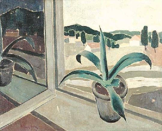 Vaszkó Ödön (1896-1945) Still life with cactus, 1928