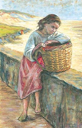 Poll Hugó (1867-1931) Girl with a basket