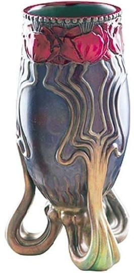 Zsolnay Vase with a flower motif, Zsolnay, 1899, one of the most excellent pieces of the so called popular secession, designed by Lajos Mack
