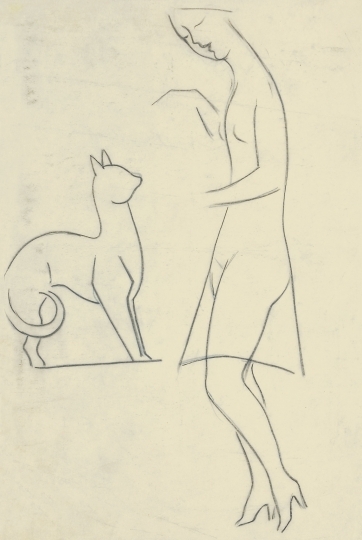 Kádár Béla (1877-1956) Nő macskával
