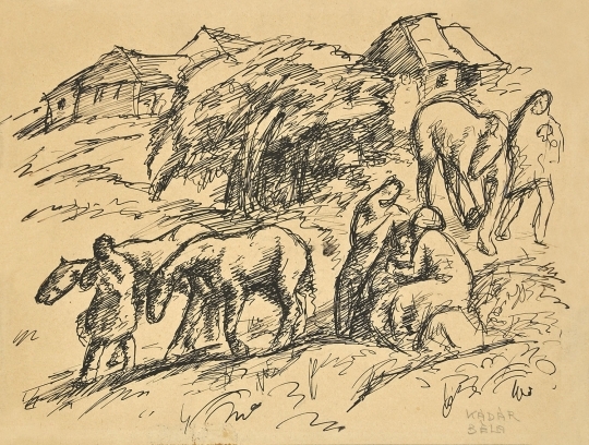 Kádár Béla (1877-1956) Lovakat legeltetők