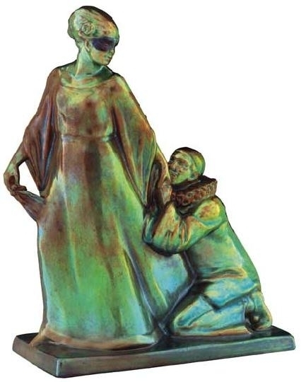 Zsolnay Statuette, art-deco, Zsolnay, 1914, work of Lajos Mack