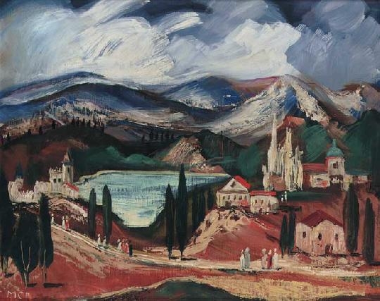 Molnár C. Pál (1894-1981) Italian landscape with pines