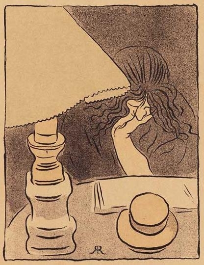 Rippl-Rónai József (1861-1927) Woman reading by lamp