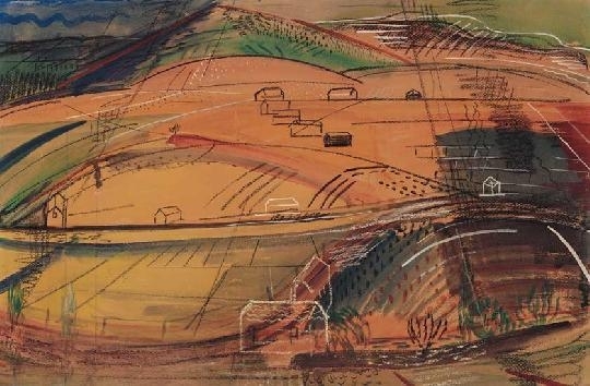 Barcsay Jenő (1900-1988) Landscape with hills