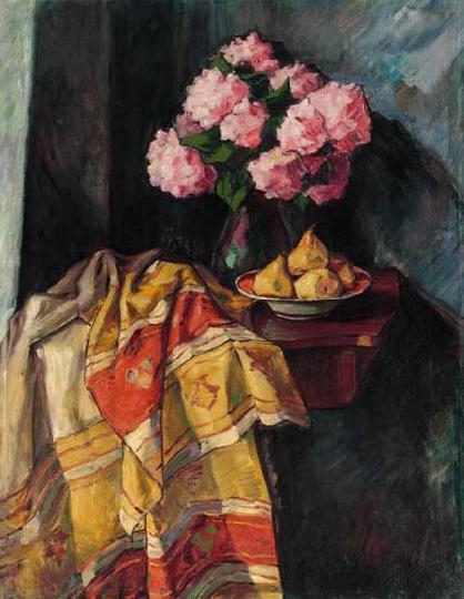 Kádár Géza (1878-1952) Asters és pears, 1931