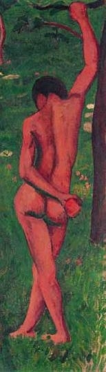 Perlrott-Csaba Vilmos (1880-1955) Young male nude with apple