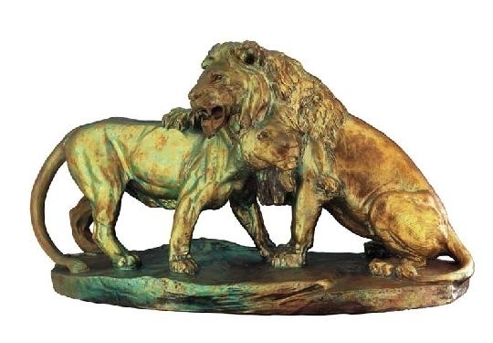 Zsolnay Lions, Zsolnay, around 1908, work of Béla Markup, restored