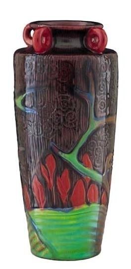 Zsolnay Vase with four handles, Zsolnay, 1904, so called Nabis vase, Design: Sándor Apáti Abt 1903 XII., restored