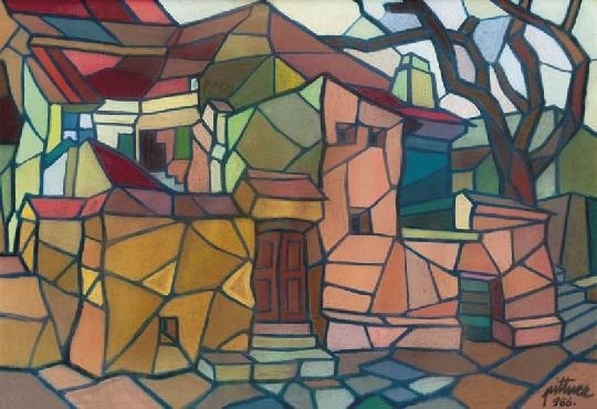 Pittner Olivér (1911-1971) Colourful city, 1966