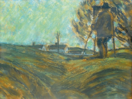 Nagy István (1873-1937) Tájkép festővel