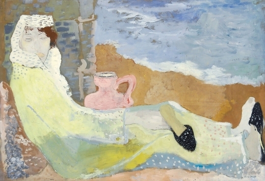 Anna Margit (1913-1991) Resting woman (Lady with jug, At the waterfront, Woman with slippers), 1935