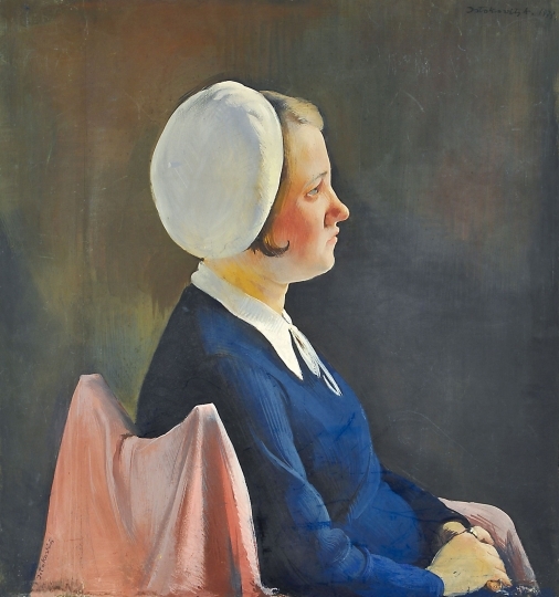 Istókovits Kálmán (1898-1990) Girl in tam o'shanter cap