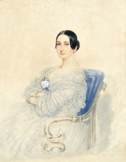 Barabás Miklós (1810-1898) Lady with a rose, 1843